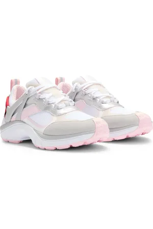 HUGO BOSS Sneakers stile runner in mesh e pelle scamosciata