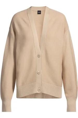 HUGO BOSS Cardigan in cotone lavorato con scollo a V