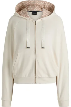 HUGO BOSS Felpa in tessuto intrecciato con cappuccio, zip e dettagli con monogrammi