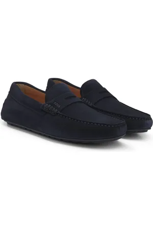 HUGO BOSS Mocassini in pelle scamosciata con finitura stile penny realizzati in Portogallo