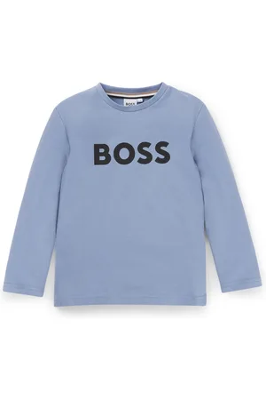 HUGO BOSS Maglia a maniche lunghe per bambini in cotone con logo stampato