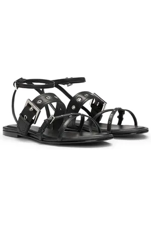 HUGO BOSS Sandali in pelle con occhielli e borchie in metallo