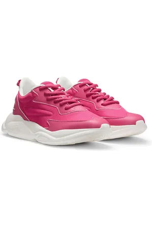 HUGO BOSS Sneakers stringate in materiali misti con logo sul tallone