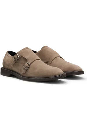 HUGO BOSS Scarpe monk in pelle scamosciata con cinturino doppio