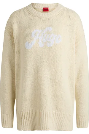 HUGO BOSS Maglione oversize in misto cotone con logo scritto a mano