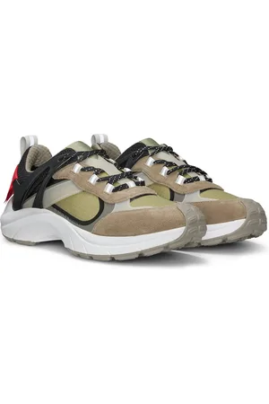 HUGO BOSS Sneakers stile runner in pelle scamosciata e mesh