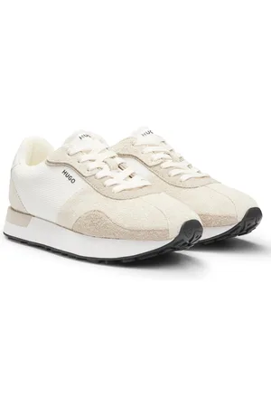 HUGO BOSS Sneakers con inserti in pelle scamosciata e tomaia lavorata