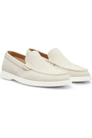 HUGO BOSS Mocassini penny in pelle scamosciata con suola a contrasto