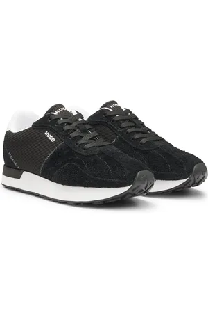 HUGO BOSS Sneakers con inserti in pelle scamosciata e tomaia lavorata
