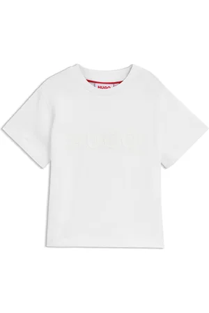 HUGO BOSS T-shirt per bambini in cotone con stampa con logo scomposto