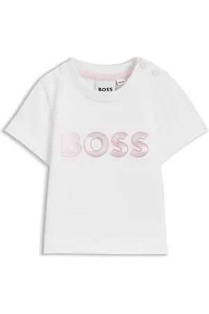 HUGO BOSS T-shirt per neonati in cotone elasticizzato con logo lucido