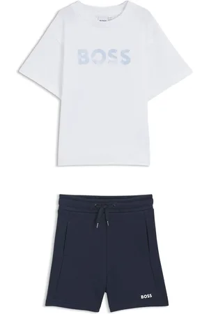 HUGO BOSS Set con bermuda e T-shirt per bambini con loghi stampati