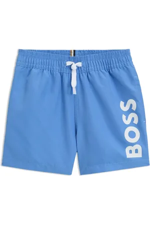 HUGO BOSS Boxer da mare per bambini in tessuto manopesca con logo stampato