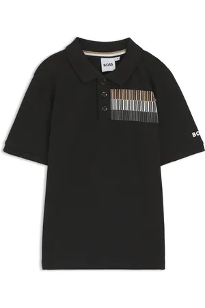 HUGO BOSS Polo per bambini in cotone elasticizzato con righe tipiche del marchio