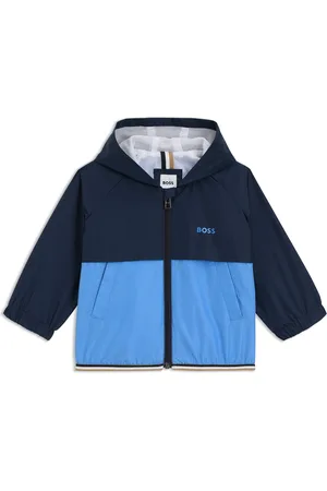 HUGO BOSS Giacca a vento per bambini a blocchi di colore con logo stampato