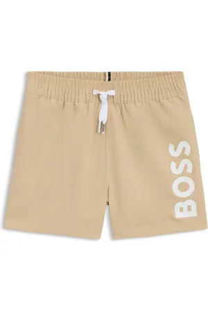 HUGO BOSS Boxer da mare per bambini in tessuto manopesca con logo stampato