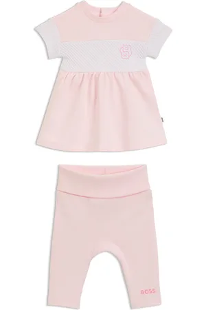 HUGO BOSS Set con vestito e leggings da neonata in confezione regalo