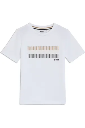 HUGO BOSS T-shirt slim fit per bambini in cotone con stampa con le righe tipiche del marchio