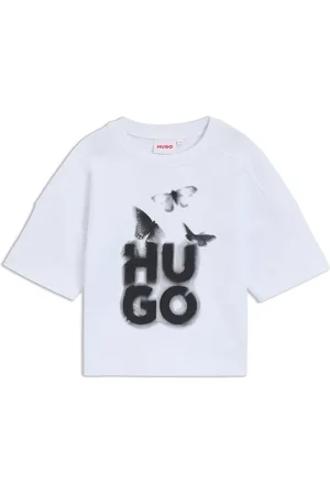 HUGO BOSS T-shirt per bambini con vestibilità comoda in cotone con grafica con logo