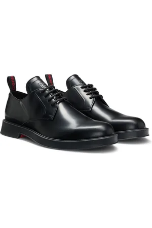 HUGO BOSS Scarpe Derby in pelle con logo scomposto sulla linguetta