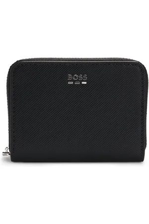 HUGO BOSS Portafoglio lavorato con zip e rifiniture in metallo