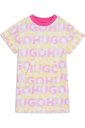 HUGO BOSS Abito da bambina in french terry con logo stampato