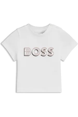 HUGO BOSS T-shirt per neonati in cotone elasticizzato con grafica con logo