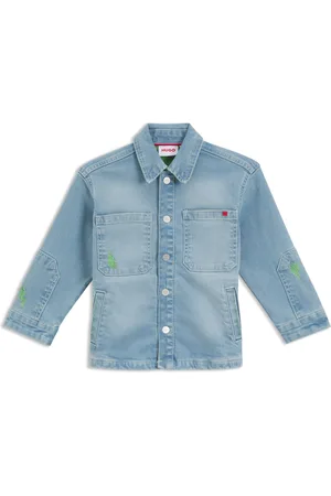 HUGO BOSS Sovracamicia per bambini in denim elasticizzato con tasche applicate