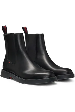 HUGO BOSS Stivaletti Chelsea in pelle con logo scomposto