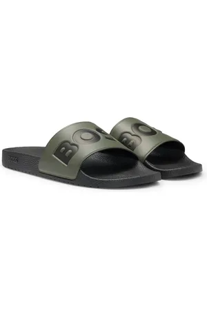 HUGO BOSS Sandali slider realizzati in Italia con logo di grandi dimensioni