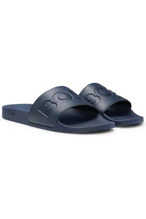 HUGO BOSS Sandali slider realizzati in Italia con logo di grandi dimensioni