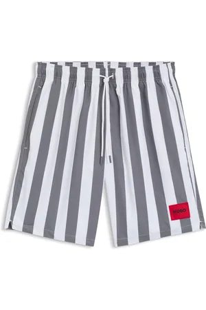 HUGO BOSS Boxer da mare a righe grosse con etichetta con logo