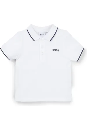 HUGO BOSS Polo per bambini in piqué di cotone con logo stampato