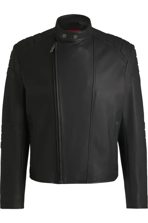 HUGO BOSS Giubbotto in pelle stile sport motoristici con dettagli 3D