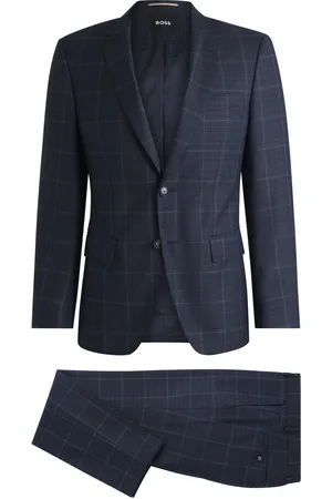 HUGO BOSS Abito slim fit in lana vergine a quadri