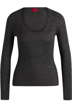 HUGO BOSS Maglione slim fit in morbidi filati con effetto luccicante