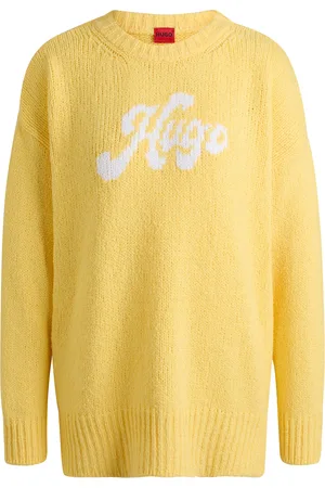 HUGO BOSS Maglione oversize in misto cotone con logo scritto a mano