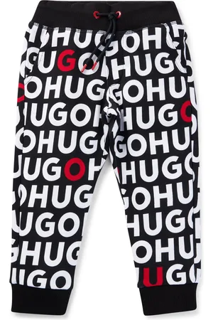 HUGO BOSS Pantaloni della tuta per bambini in misto cotone con stampa del logo ripetuto