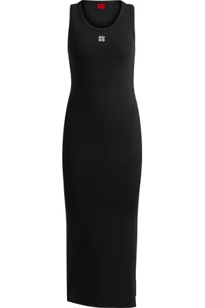HUGO BOSS Vestito lungo in jersey elasticizzato con logo scomposto