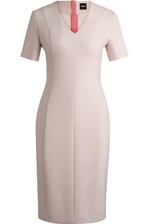 HUGO BOSS Vestito con scollo a V in tessuto elasticizzato