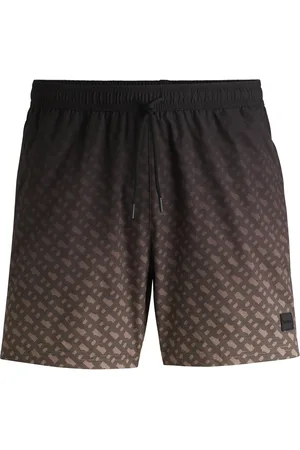 HUGO BOSS Boxer da mare con targhetta con logo e stampa del monogramma dégradé