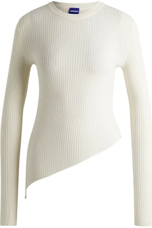 HUGO BOSS Maglione a coste trasparenti con orlo asimmetrico