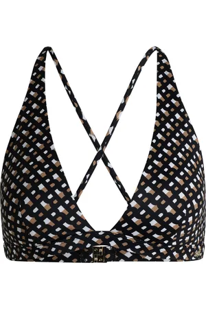 HUGO BOSS Top per bikini con monogramma stampato e ciondolo con logo