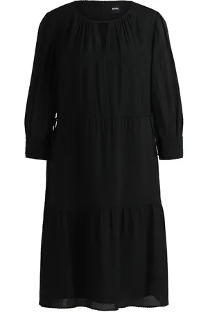 HUGO BOSS Vestito a maniche lunghe in tessuto fil coupé