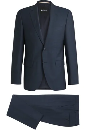HUGO BOSS Abito regular fit in lana vergine con micromotivo