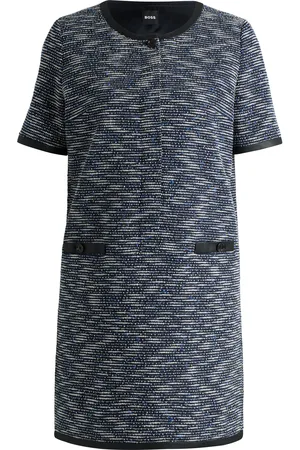 HUGO BOSS Vestito relaxed fit in tweed di misto cotone