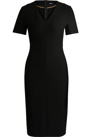 HUGO BOSS Vestito con scollo a V in tessuto elasticizzato
