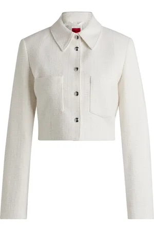 HUGO BOSS Giacca corta regular fit in bouclé di misto cotone