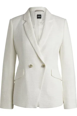 HUGO BOSS Blazer slim fit in tweed di misto cotone