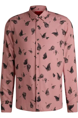 HUGO BOSS Camicia regular fit in popeline con stampa della stagione